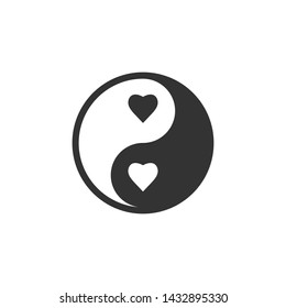 Yin Yang heart icon. Vector illustration, flat design.