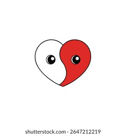 a yin yang heart split into two harmonious sides