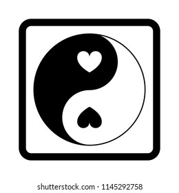 Yin yang with hearts vector icon.