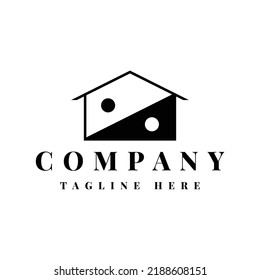 yin yang house vector logo design