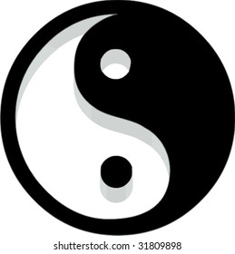 Yin Yang Icon. 3D with reflect.