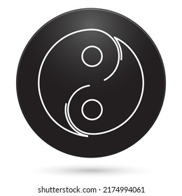 Yin yang icon, black circle button with gradient. Vector illustration.