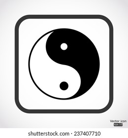 Yin yang icon - black vector illustration