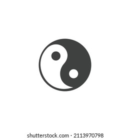 Yin Yang Icon Black and White Vector Graphic