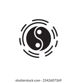 Signo de Vector blanco y negro del icono del yin yang