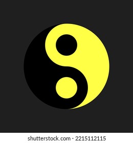 yin yang icon in black yellow on dark background