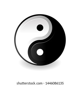 Yin and yang icon - concept of dualism in ancient Chinese philosophy - isolated popular philosophic symbol in creative decoration