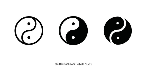 yin yang icon. In Yang Concept of dualism line icons set, Zen symbol editable stroke isolated on white background, linear vector outline illustration, symbol logo design style