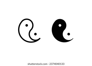 yin yang icon. In Yang Concept of dualism line icons set, Zen symbol editable stroke isolated on white background, linear vector outline illustration, symbol logo design style