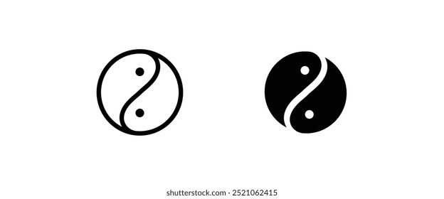 ícone yin yang. No Yang Conceito de ícones de linha de dualismo definido, símbolo Zen traço editável isolado no fundo branco, ilustração de contorno de vetor linear, estilo de design de logotipo de símbolo