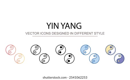 Yin Yang icono de diseño con fondo blanco Ilustración de stock