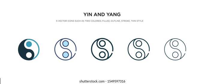 yin and yang icon in different style vector illustration. two colored and black yin and yang vector icons designed in filled, outline, line stroke style can be used for web, mobile, ui