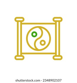 Yin and yang icon duocolor green yellow colour chinese new year vector element and symbol perfect.