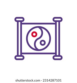 Yin and yang icon duocolor red purple colour chinese new year vector element and symbol perfect.