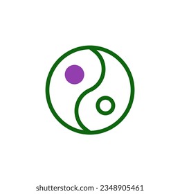 Yin and yang icon duotone green purple colour chinese new year vector element and symbol perfect.