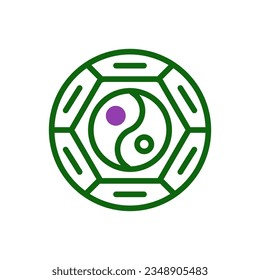Yin and yang icon duotone green purple colour chinese new year vector element and symbol perfect.