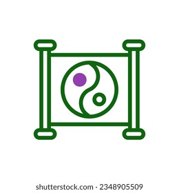 Yin and yang icon duotone green purple colour chinese new year vector element and symbol perfect.