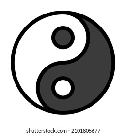 Yin And Yang Icon. Editable Bold Outline With Color Fill Design. Vector Illustration.