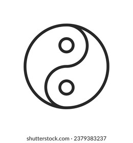 Yin Yang Icon. Editable Line Vector Symbol of Ancient Chinese Dualism for Balance, Harmony, and Spiritual Meditation. Isolated Linear Sign.