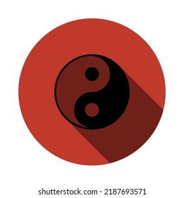 Yin And Yang Icon. Flat Circle Stencil Design With Long Shadow. Vector Illustration.