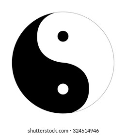 Yin Yang icon flat on a white  background