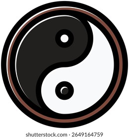 ícone yin yang em estilo de deslocamento plano