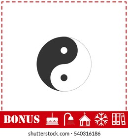Yin Yang icon flat. Simple vector symbol and bonus icon