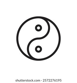 Yin yang icon Flat vector set outline