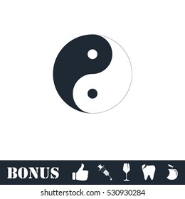 Yin Yang icon flat. Vector illustration symbol and bonus pictogram