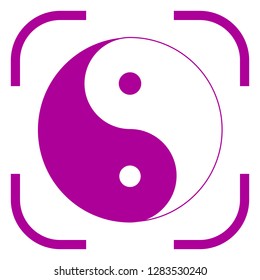 Yin Yang icon in focus. White background