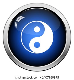Yin And Yang Icon. Glossy Button Design. Vector Illustration.