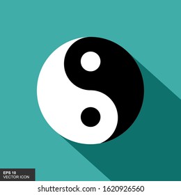 Yin Yang icon. Illustration of flat style with long shadows. Vector logo symbol for web design