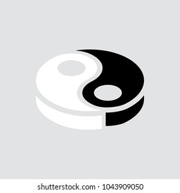 Yin yang icon isolated of flat style. Vector illustration.