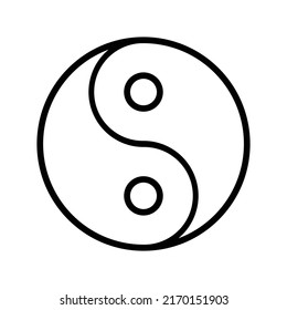 Yin Yang Icon. Line Art Style Design Isolated On White Background