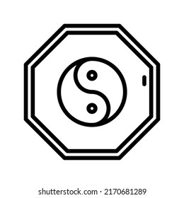 Yin Yang Icon. Line Art Style Design Isolated On White Background