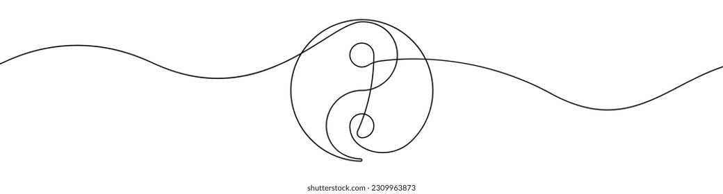 Yin Yang icon line continuous drawing vector. One line Yin Yang icon vector background. Yin Yang icon. Continuous outline of a World balance icon.
