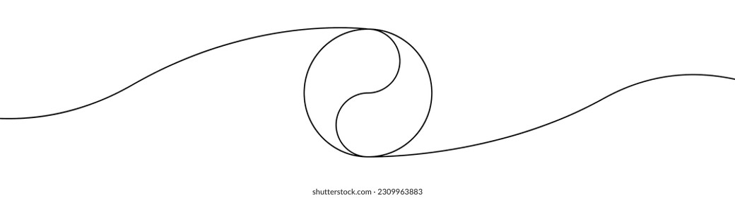 Yin Yang icon line continuous drawing vector. One line Yin Yang icon vector background. Yin Yang icon. Continuous outline of a World balance icon.