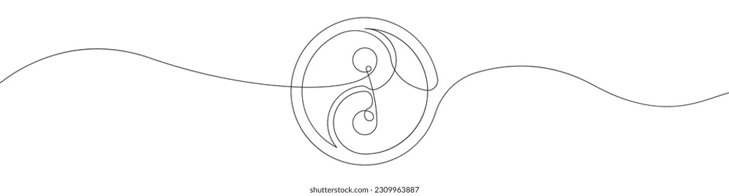 Yin Yang icon line continuous drawing vector. One line Yin Yang icon vector background. Yin Yang icon. Continuous outline of a World balance icon.