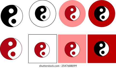 Logotipo del icono de Yin Yang en el fondo blanco. ilustración gráfica del Vector
