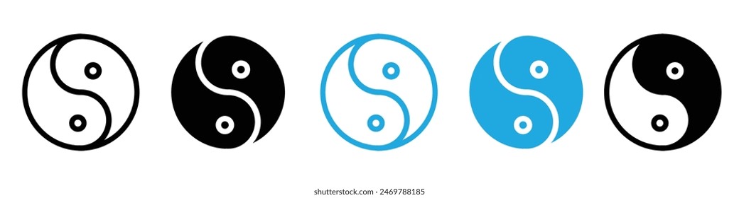 Yin yang icon logo set vector