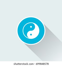 Yin yang icon with long shadow