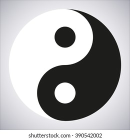 Yin Yang Icon on a gray background, stylish vector illustration