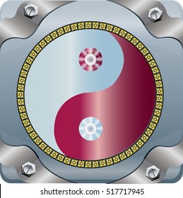 Yin Yang icon on a stylish background,  illustration for web design