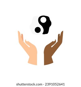 yin yang icon on a white background, vector illustration