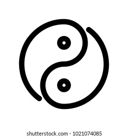 Yin yang icon. Outline modern design element. Simple black flat vector sign with rounded corners.