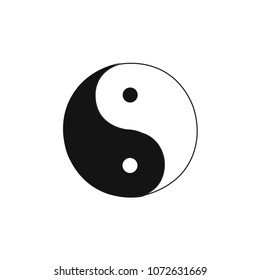 Yin yang icon. Outline modern design element. Simple black flat vector sign with rounded corners.
