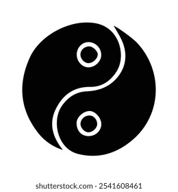 Icono de Yin Yang. Representación del equilibrio y la armonía. Ilustración vectorial. Ilustración de línea delgada personalizable.  Trazo editable.