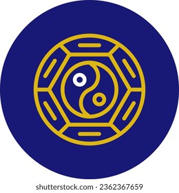 Yin and yang icon rounded white yellow colour chinese new year vector element and symbol perfect.