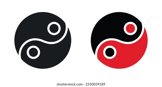 Yin yang icon set in black and colored version