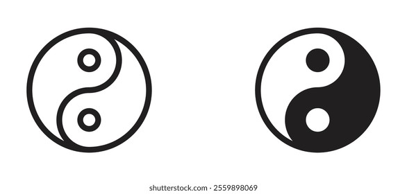 Yin yang Icon set in black color for ui designs